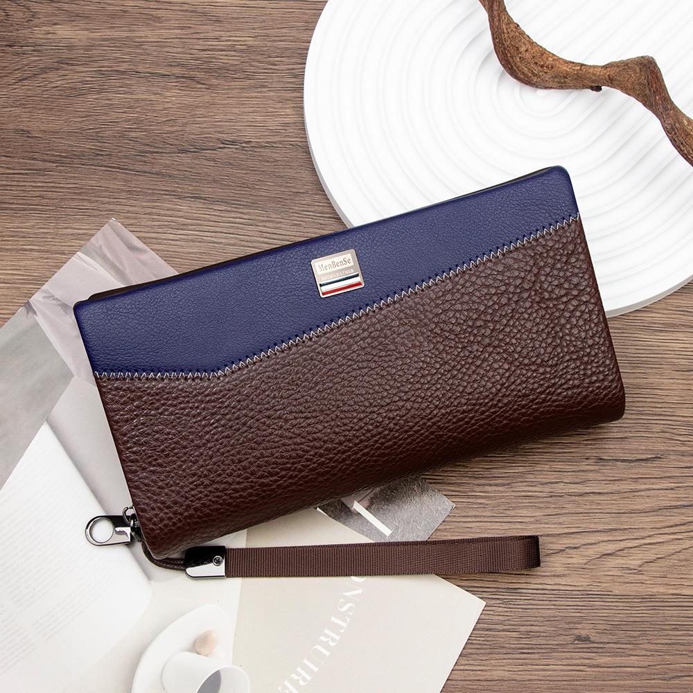 Men's Cross-Border Patchwork Creative Wristlet: Minimalist Business Clutch with Large Capacity for Mobile Devices.