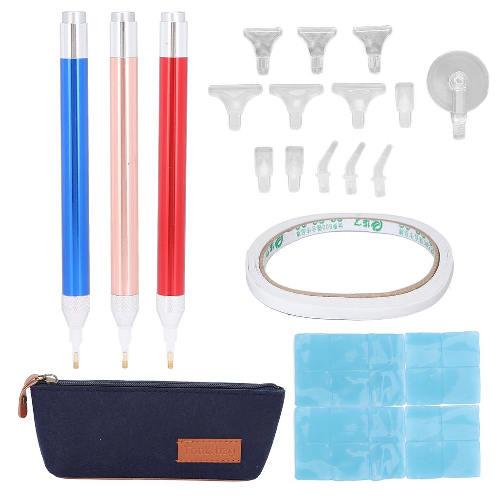 Painting Drill Pen Set Diamond Painting Light Pen Kit with 16 Replacement Pen Heads Storage Box for