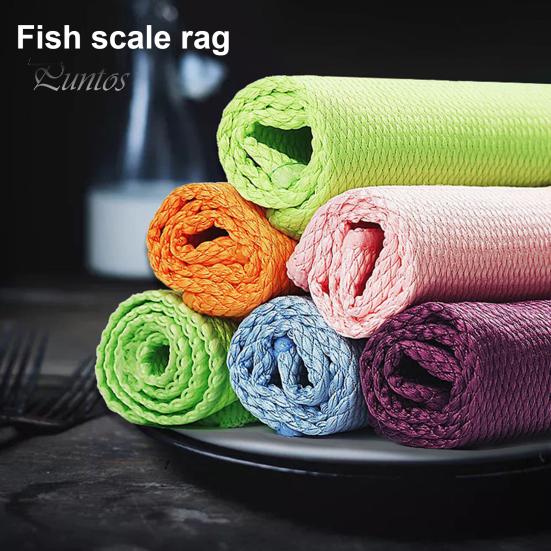 1/5Pcs Rag Cleaning Clothes 30*40cm Streak-Free Lint-Free Polishing Reusable Durable Fish Scale Pattern Kitchen Dishwashing Clothes