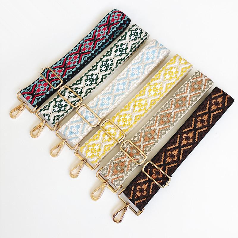 Etniczny Wzór Nylonowy Pasek do Plecaka z Regulowaną Długością i Metalowymi Akcesoriami - Odporny na Zużycie i Poszerzony dla Komfortu