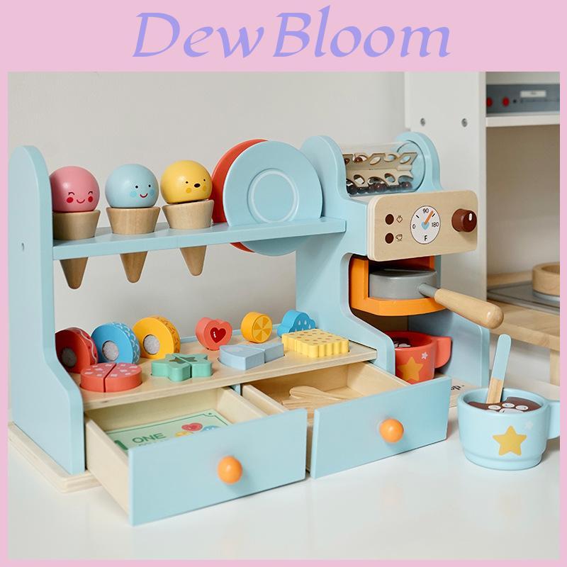 Wooden Ice Cream Play Set For Kids With Pretend Caf And Toy Accessories For Girls And Boys