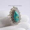 Natürlicher Türkisring, Navajo-Ring, 925er Sterling-Silber-Ring, Tropfen-Boho-Ring, Geschenk für Ehefrau, Handgefertigter Geburtssteinring