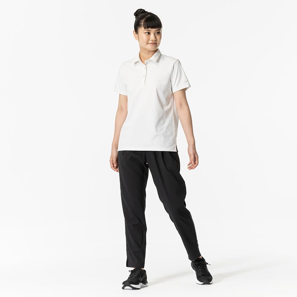 Mizuno Soft Dry Polo Snow Short Women's Shirt, White, 32MAB303, Sleeve, Comfortable, Moisture-Wicking, Quick-Drying, UPF50+