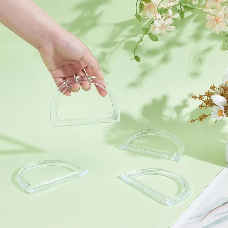 4-teiliges D-förmiges Set aus klarem Harz für Taschenhenkel für Makramee-Häkel-Handtaschen Strohtaschen Strand-Dekorative Taschenhenkel