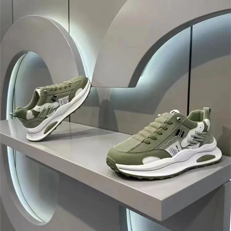 

Мода 2025 Новые мужские кроссовки Сетчатые дышащие Повседневная обувь Уличные теннисные тренировочные туфли Дизайнерские платформенные спортивные кроссовки для бега для мужчин 39 зелёный