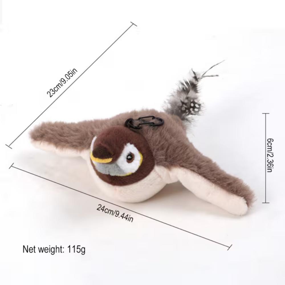 Jouets de charge et tactiles amovibles, interaction en vol avec battement d'ailes automatique, jouets simulés d'oiseau moineau pour chat
