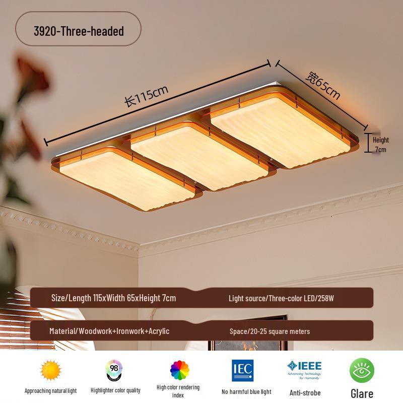 2025 Chinese Bauhaus Retro Rectangular Ceiling Light: High-End Living Room Fixture