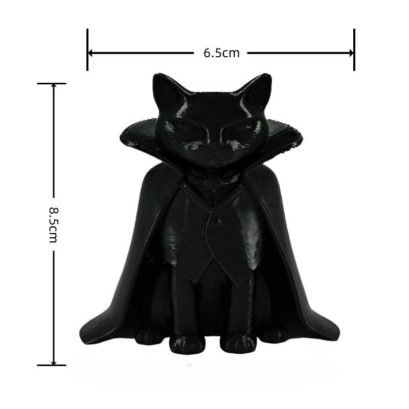 

3D Printed Dracula Cat Statue with Cape Fun Indoor Plastic Statue, Perfect Gift for Cat Lovers, Birthday, Easter, Christmas Gift