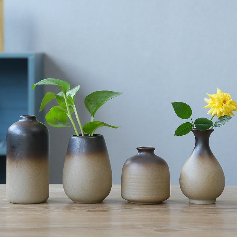 Japanese Ceramic Vase Handmade Retro Flower Vases Simple Mini Bud Vase Wedding Flower Arrangement Living Room Home Decoration