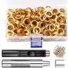 Rosfix Złoty Zestaw Oczek do Plandek 12mm – 100 Metalowych Oczek z Dziurkaczem i Zakuwakiem | Odporne na Korozję | Do Namiotów i Banerów