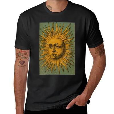 Vintage Sonne Tarot T-Shirt schwarze Sportfans Sommer Oberteile Herrenkleidung