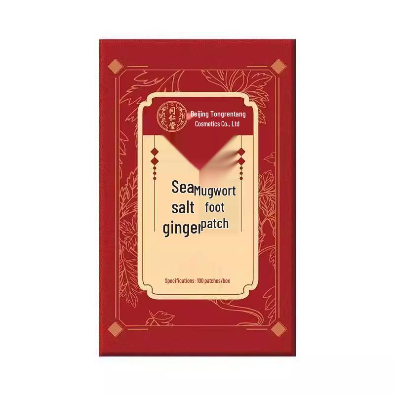 Beijing Tongrentang Sea Salt Ginger & Mugwort Foot Patches - 100 Pack for Sleep & Relaxation