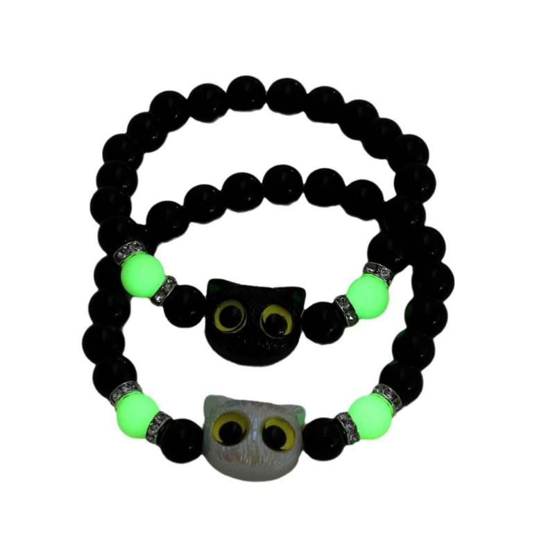 Lovely Bracelet Resin Luminous Bead Bracelet Comfortable Cat Hand Chain Great for Everyday Life and Dating