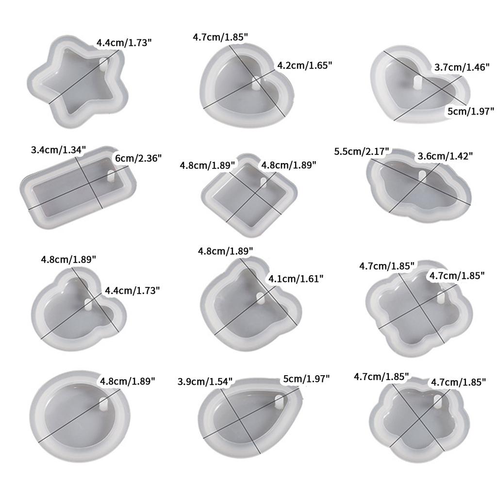 12 Pcs Geometric Silicone Mold Epoxy Resin Mold DIY Jewelry Pendant Tools Plaster Crafts Making Supplies Non-stick