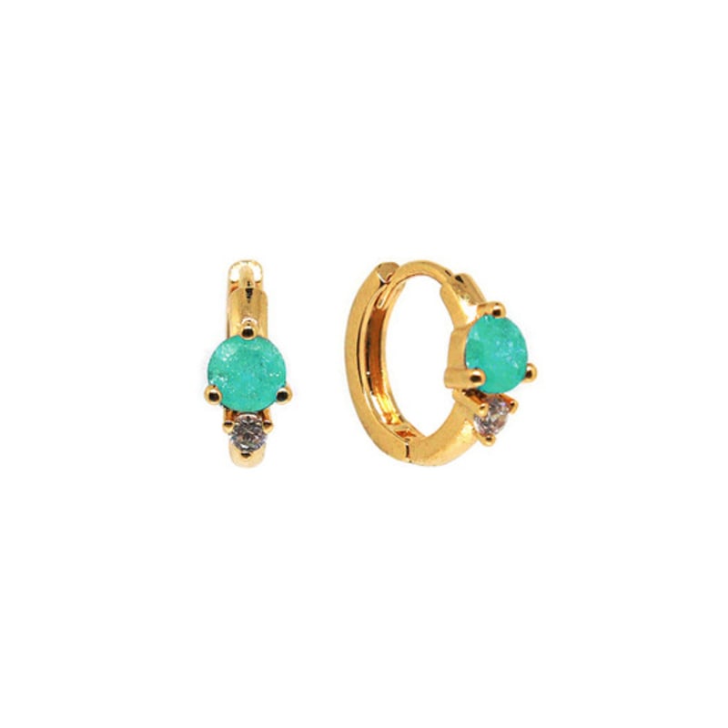 Shertz [Rosa/Weiß/Minze] Edelstein Onetouch Ohrring (14k)
