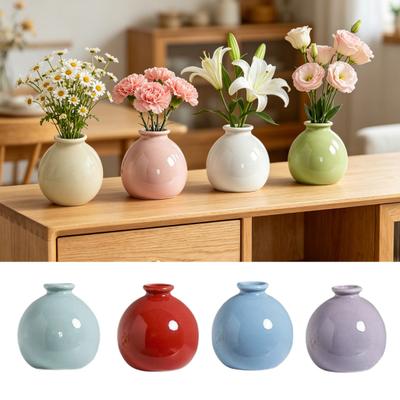Kleine Runde Keramikvase Minimalistisch Nordisch Modern Dekorative Vase für Wohnzimmer