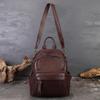 Genuine Leather Double-shoulder Bag for Ladies, Plain-colored Vintage Student Schoolbag