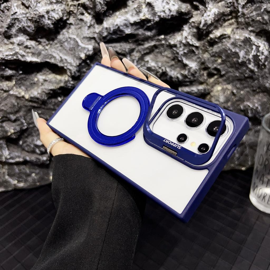 Samsung S25U High Transparency Acrylic Double Bracket Suitable for Samsung S25 Hollow Lens Bracket Magnetic Suction Mobile Phone Case S24