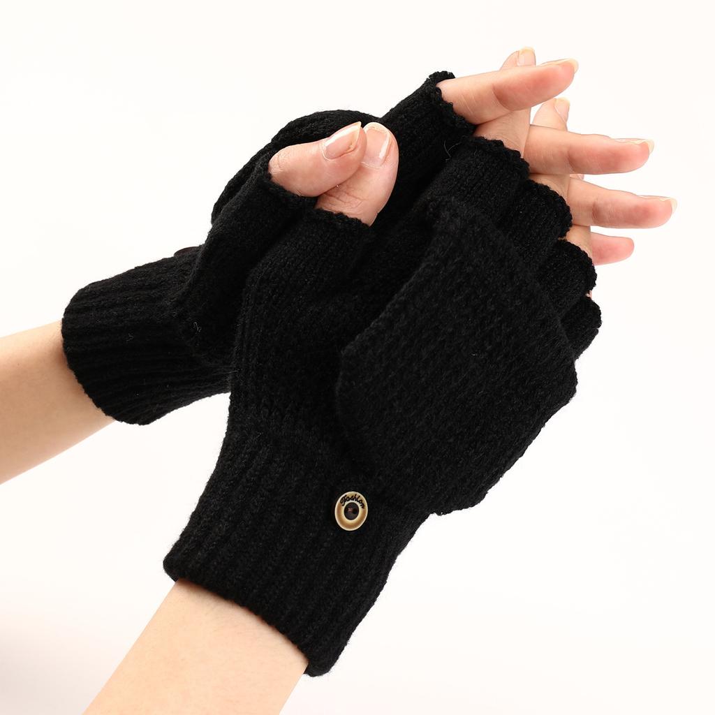 New Striped Flap Woolen Warm Gloves for Men and Women Half Fingered Knitted Arm Covers for Students' Writing In Autumn and Winter