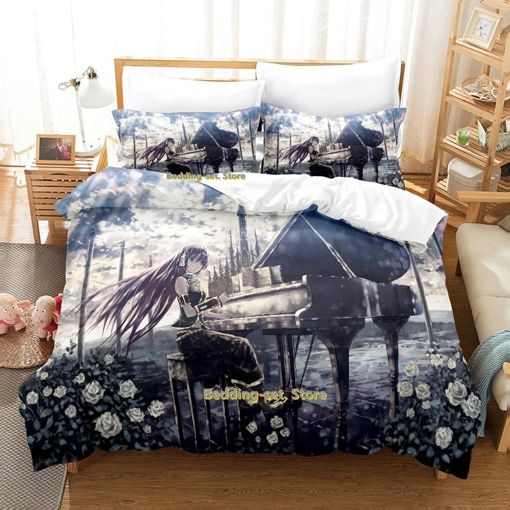 Elegant Classic Single Twin Full Queen King Vocaloid Size Bed Adult Kid Bedroom Duvetcover Sets 3D Anime Quilt
