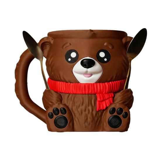 Yousheng Polar Bear Ice Cream Holder with Hidden Snack Drawer Ice Cream Cup Sleeve for 16oz Pint & Beer Can Cute Cute Ice Cream Accessory