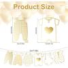 2pcs Neutral Gold Baby Shower Paper Garland, Pre-Assembled Baby Boy Banner Baby Girl Sign Gender Reveal Decorations Various Baby Clothes Banner for