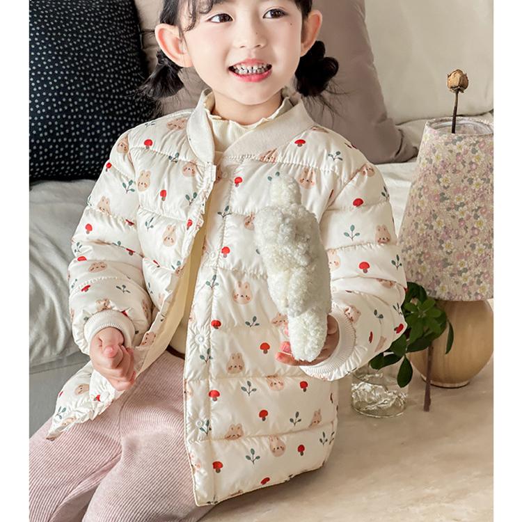 Boy's Warm Cotton-padded Clothes Foreign Style Winter Baby Boy Thickened Short Cotton-padded V-neck Jacket Children's Autumn Cute Cartoon Print Coats