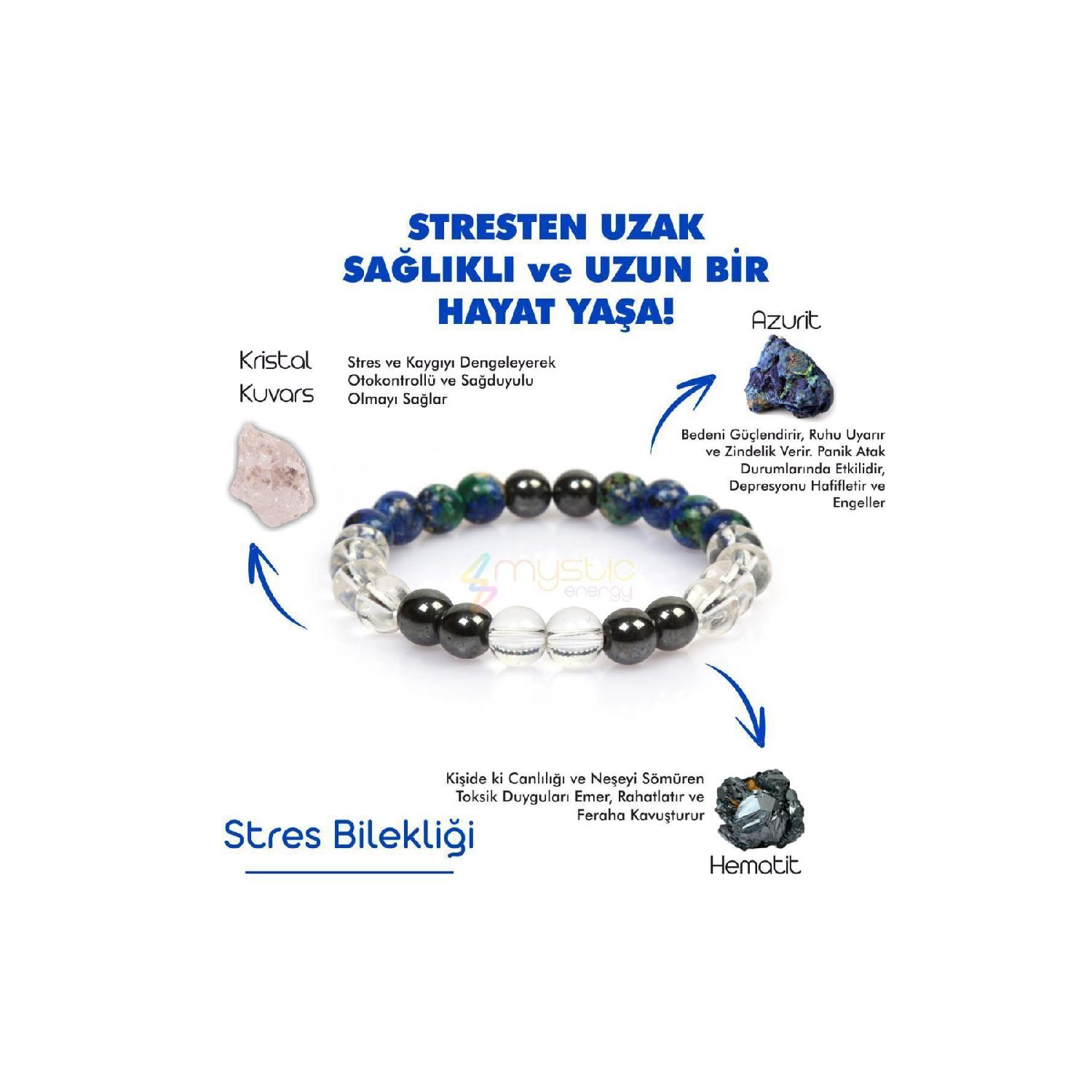 Natural Stone Stress Bracelet | Azurite-crystal Quartz-hematite | Gift Natural Stone | Gift Natural Stone