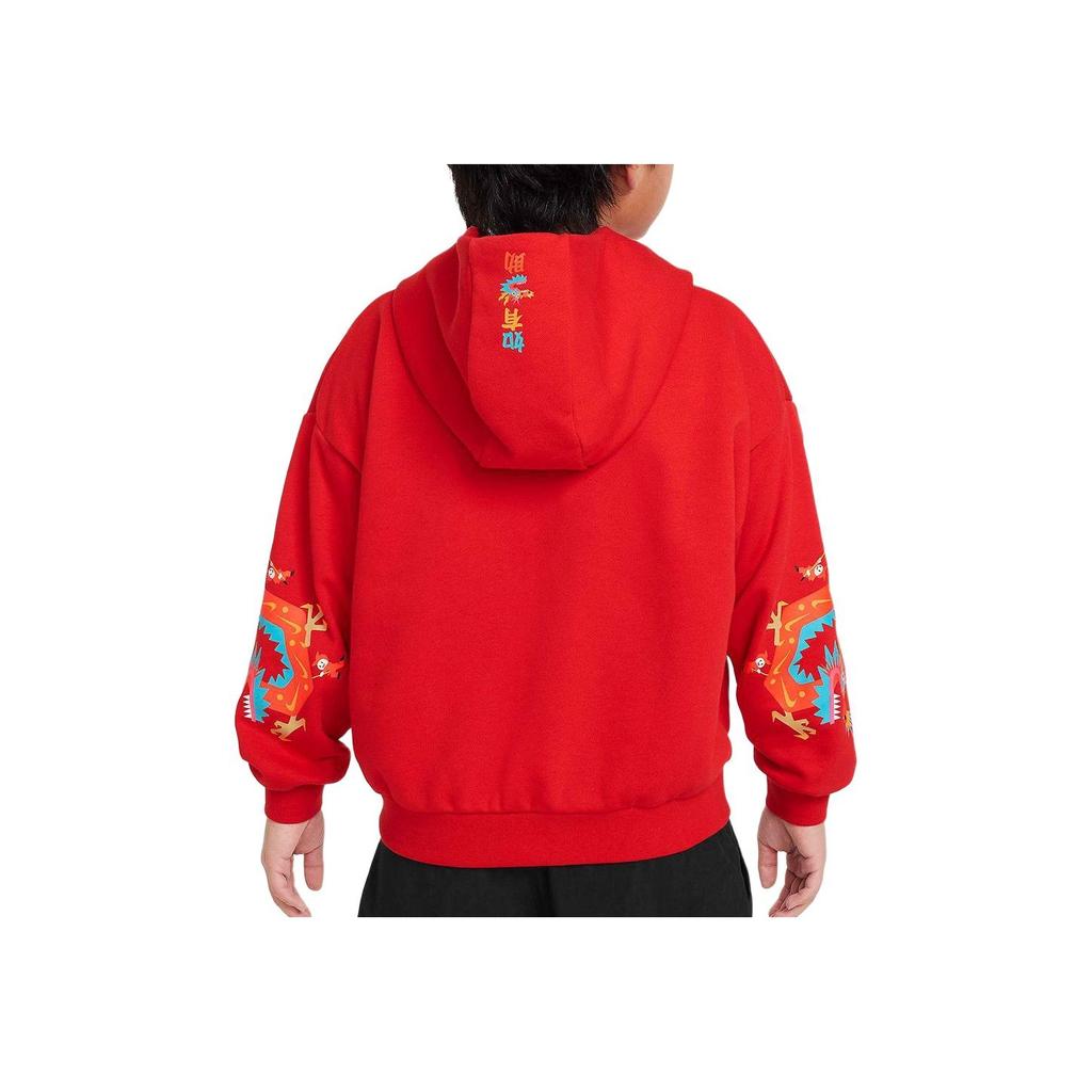 Nike Printed Hooded Casual Long Sleeve Kids tops Red FZ6404657