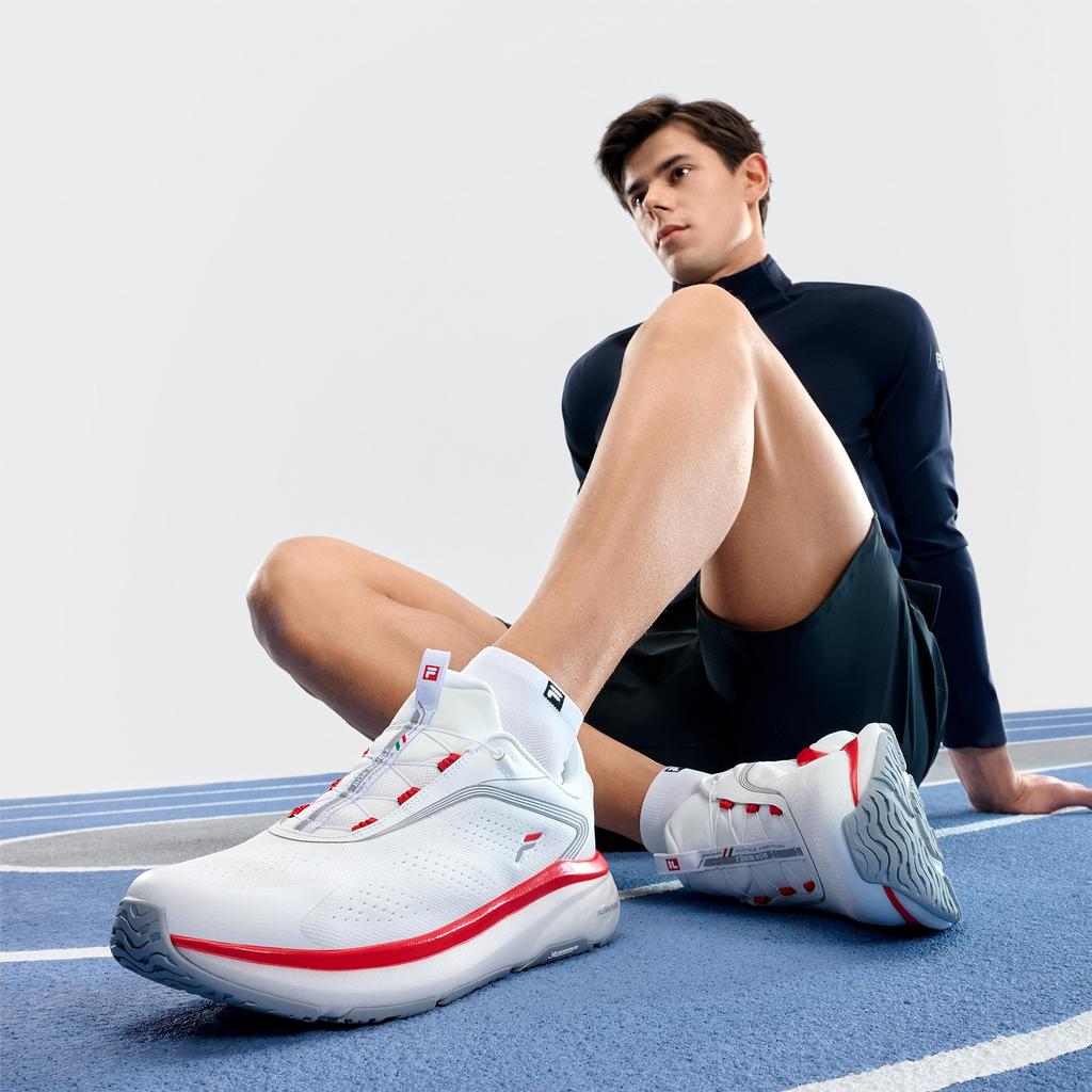 Fila BOA NUVOLE 2 Fabric Breathable Low Top Running Shoes Men's Distinguished White A12M421105FBA