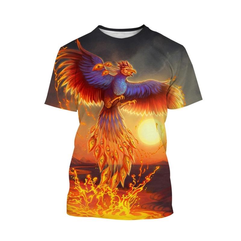 New Fashion Phoenix T Shirts Bird 3D Print Men Woman Short Sleeve T-Shirt Streetwear Oversized Harajuku Kids Tops Tees Clothing