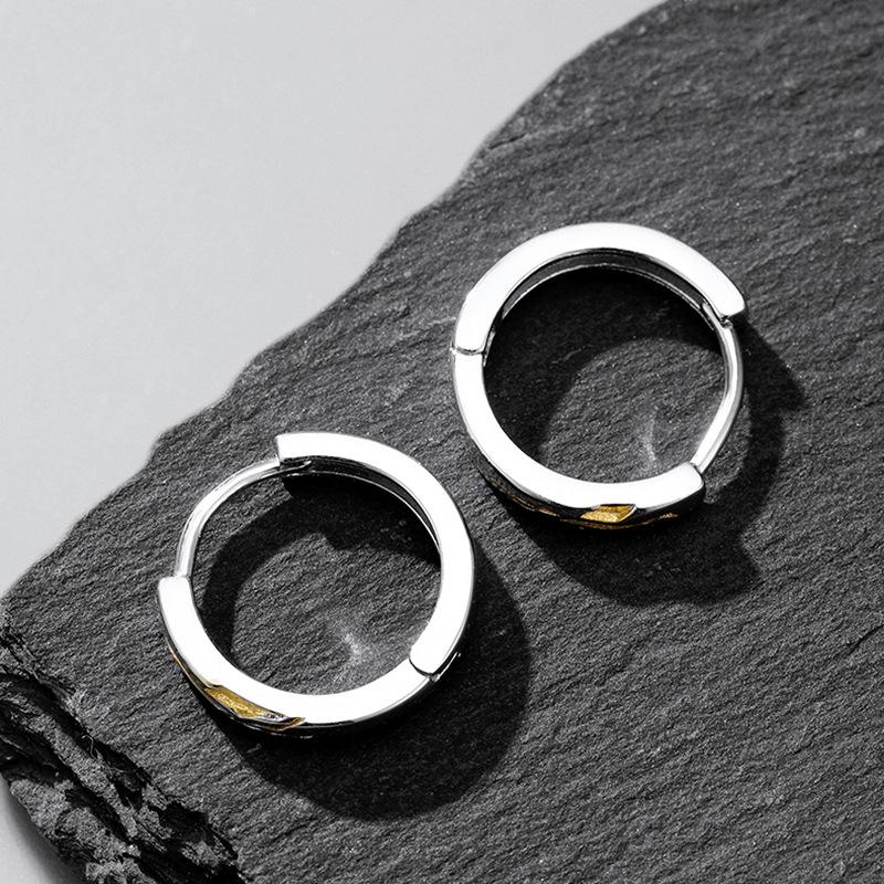 Gold-Plated Men's Stud Earrings - Trendy, Handsome, Light Luxury Ear Cuffs