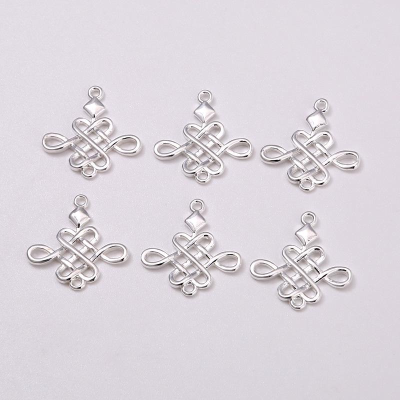 Gold-Plated Copper Chinese Knot Pendant Earring Connector серебряный
