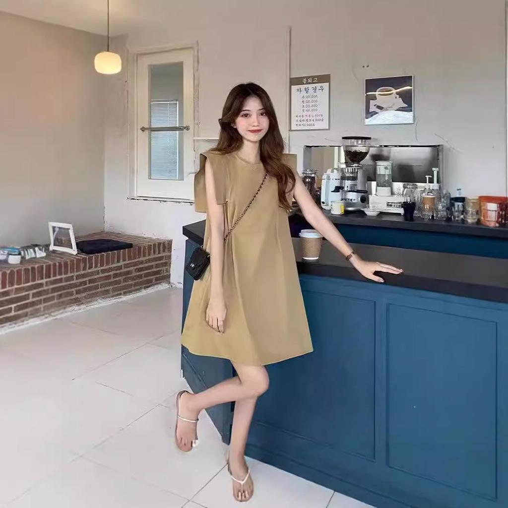 2024 Women's Sleeveless A-Line Dress: Solid Color, Loose Fit, Light Mature Style