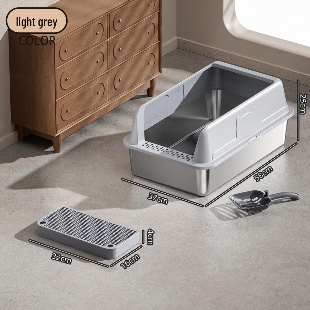 Stainless Steel Top-Entry Cat Litter Box, Anti-Splash Design