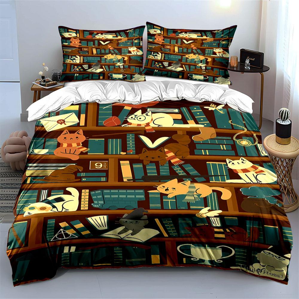 Books, cats, scarves, wand. Bedding sets Duvet cover sets Duvet covers Pillowcases(1*Duvet Cover 2*Pillowcases without duvet insert)