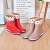 New Rain Shoes Women's Waterproof Shoes Rain Boots Women's Fashion Warm Medium and High Tube Adult Non-slip Work Rain Shoes