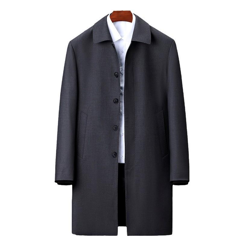 Brand Men's Mid-length Down Jacket Lapel Casual Business Winter Trench Coat