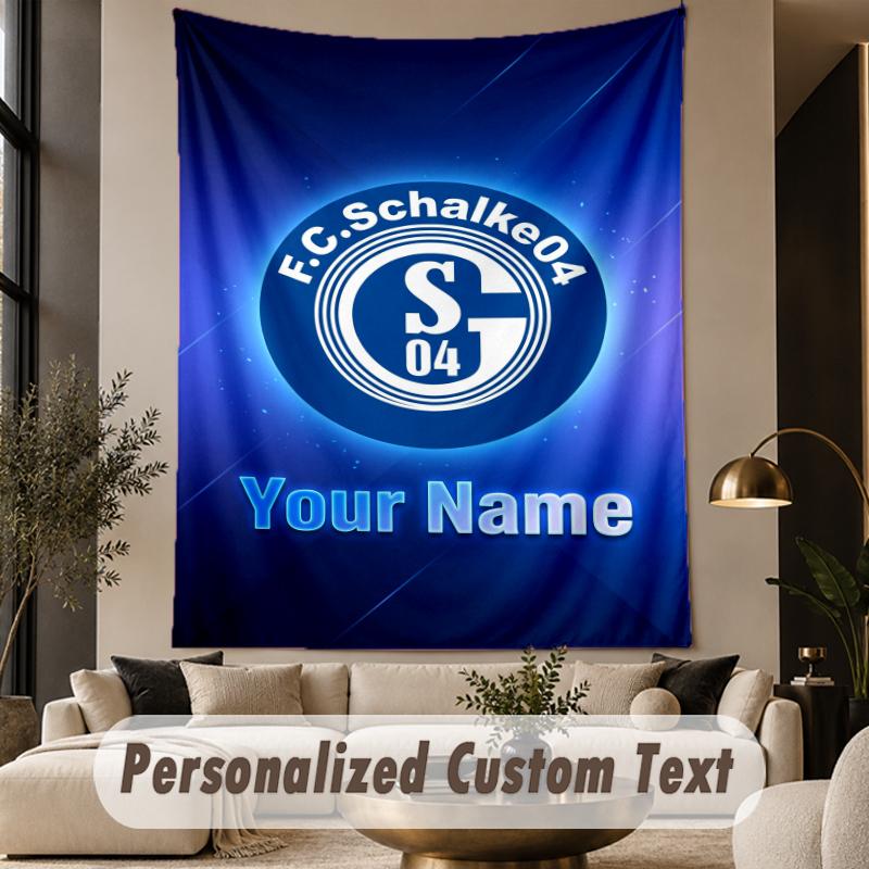 Custom Text Tapestry Schalke 04 FC Print Wall Tapestry Indoor Living Room Wall Decor