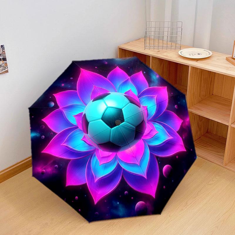 LotusandBall Pattern Pattern New Style Umbrella, 1 Piece Automatic Folding Umbrella, Portable Travel Umbrella, Outdoor Umbrella, Birthday Gift
