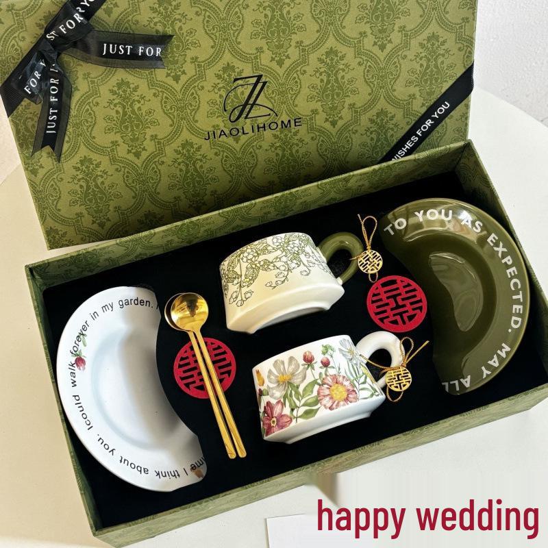 

Ceramic Coffee Cup Gift Set: Perfect for Birthdays, Housewarming, Weddings, New Home, or Bridal Gifts. Ideal for New Couples.