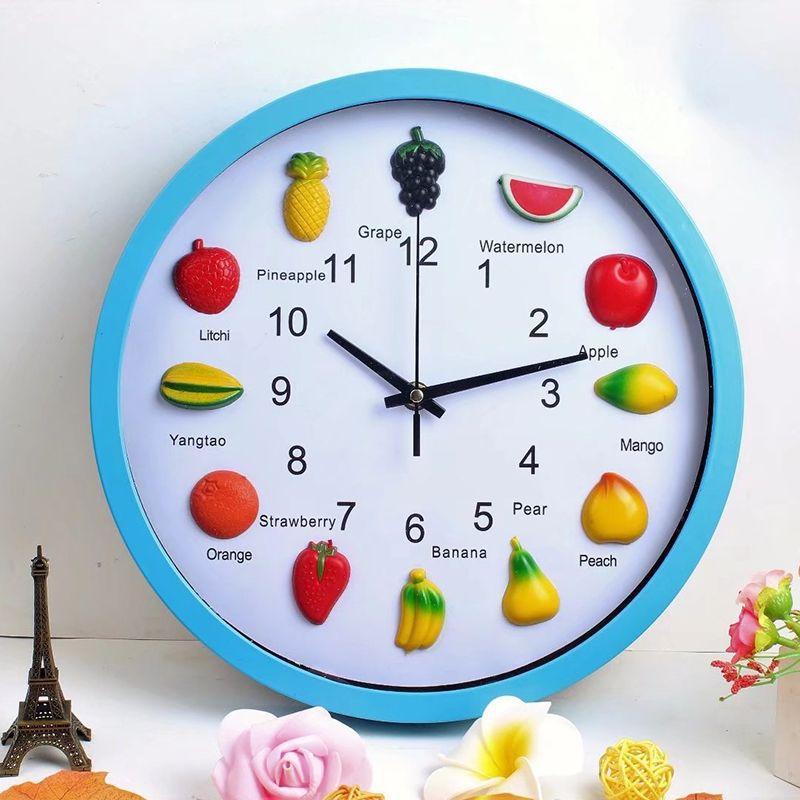 Wall Clock Three-dimensional Fruit Living Room Wall Clock Bedroom Silent Creative Wall Hanging Watch Home Quartz Clock