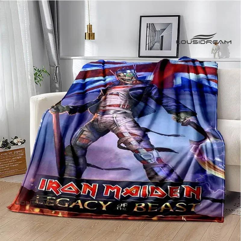 Rock Band I-Iron M-Maiden Printed Blanket Kids Warm Blankets Flannel Soft and Comfortable Blanket Bed Linings Birthday Gift