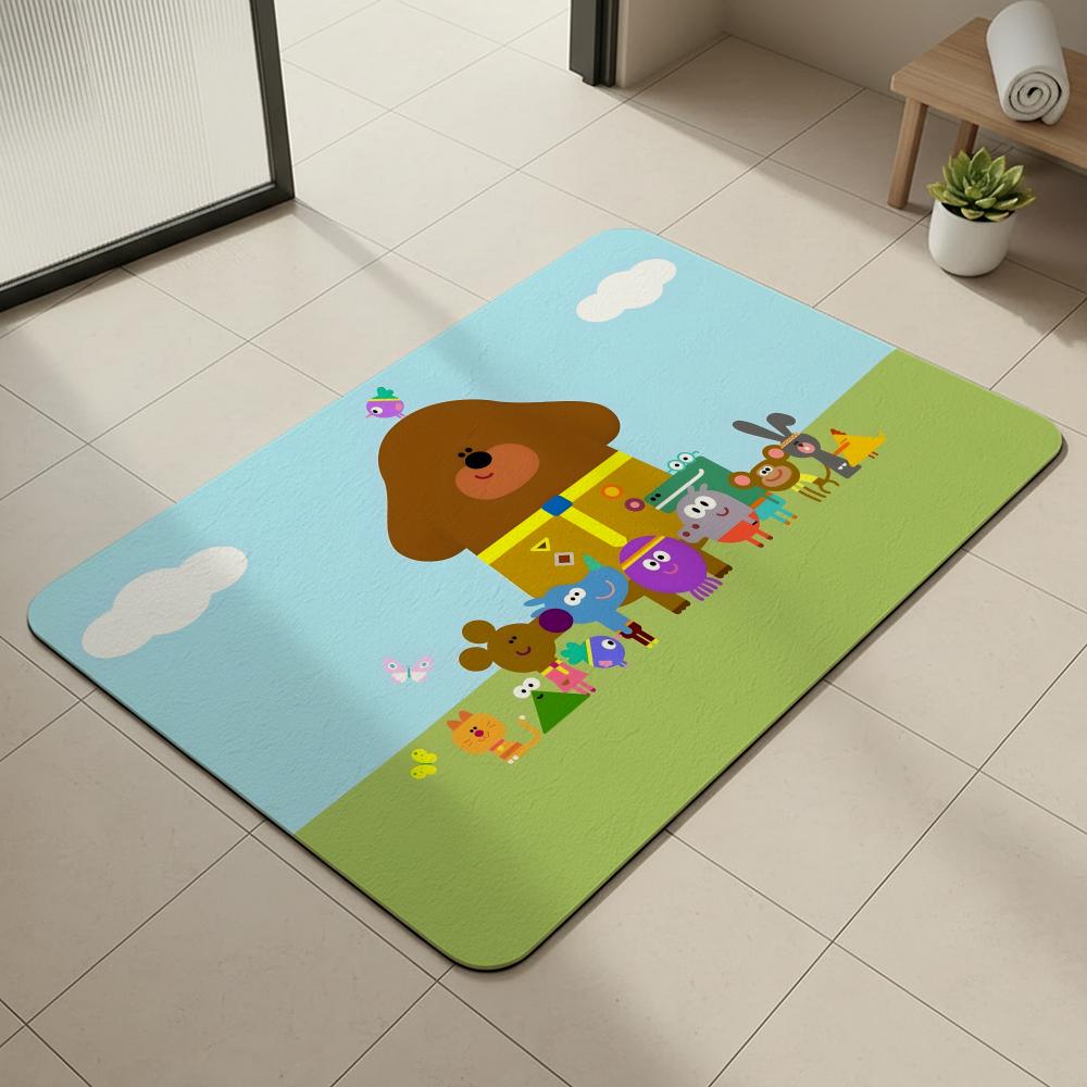 Cartoon H-Hey D-Duggee Floor Mat Diatomite Bath Mat, Quick Dry, Absorbent, Multi-Scene Mat 40cm x 60cm