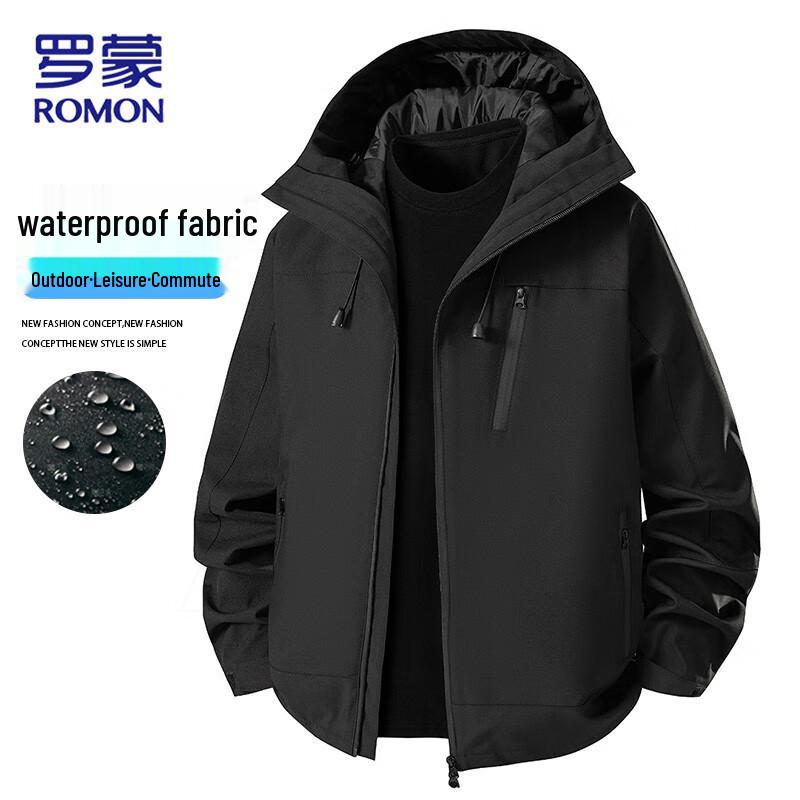 ROMON Men's Spring Autumn Fashion Hooded Jacket