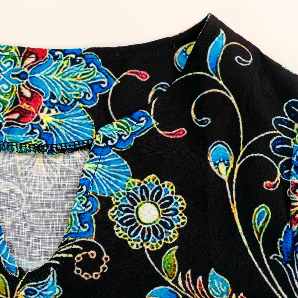 Women Half Sleeve V-Neck Casual Hot Vacation Printed Short   Dress