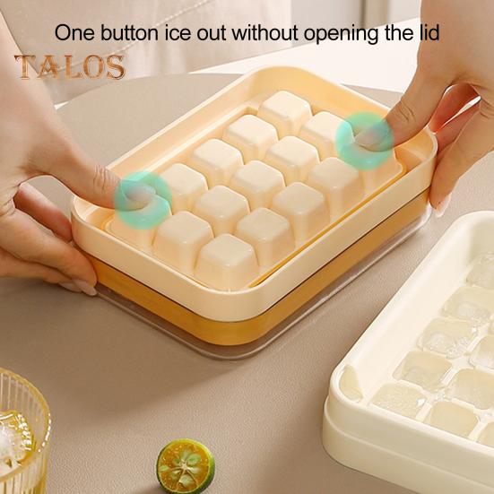 Ice Cube Tray with Lid 15 Cubes Ice Grid Easy-Release Silicone Bottom Stackable Ice Trays for Freezer