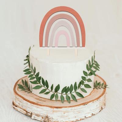 Hölzerner Boho Regenbogen Kuchenaufsatz Babyparty Partydekorationen für Jubiläum Hochzeit und Geburtstagsfeier Dekorationen