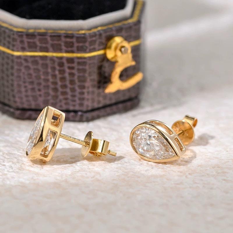 OEVAS Classic Oval/Water Drop Bubble Zircon Earrings for Women S925 Silver Plated Gold Party Fine Jewelry