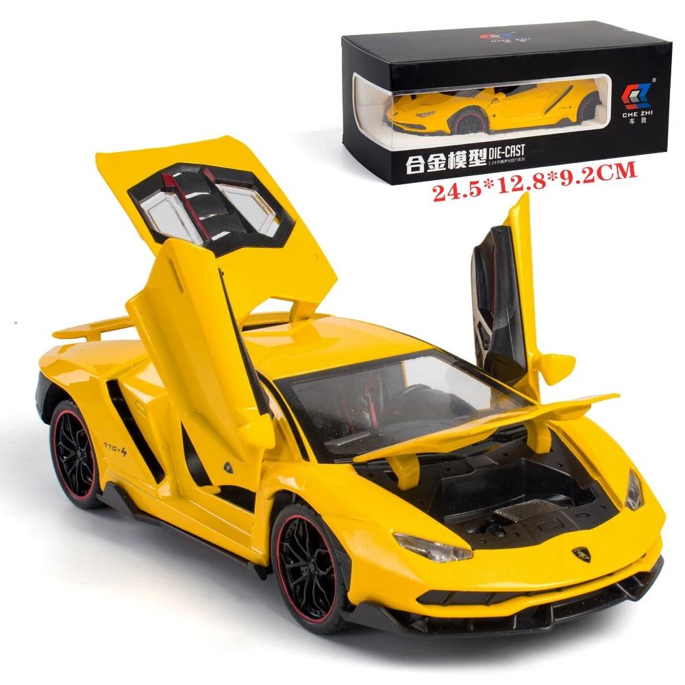 

1/24 Diecast Lambor 770 High Simulation Alloy Sports Car Model Sound Super Racing Hot Car Wheel Children Gift Minicar жёлтый